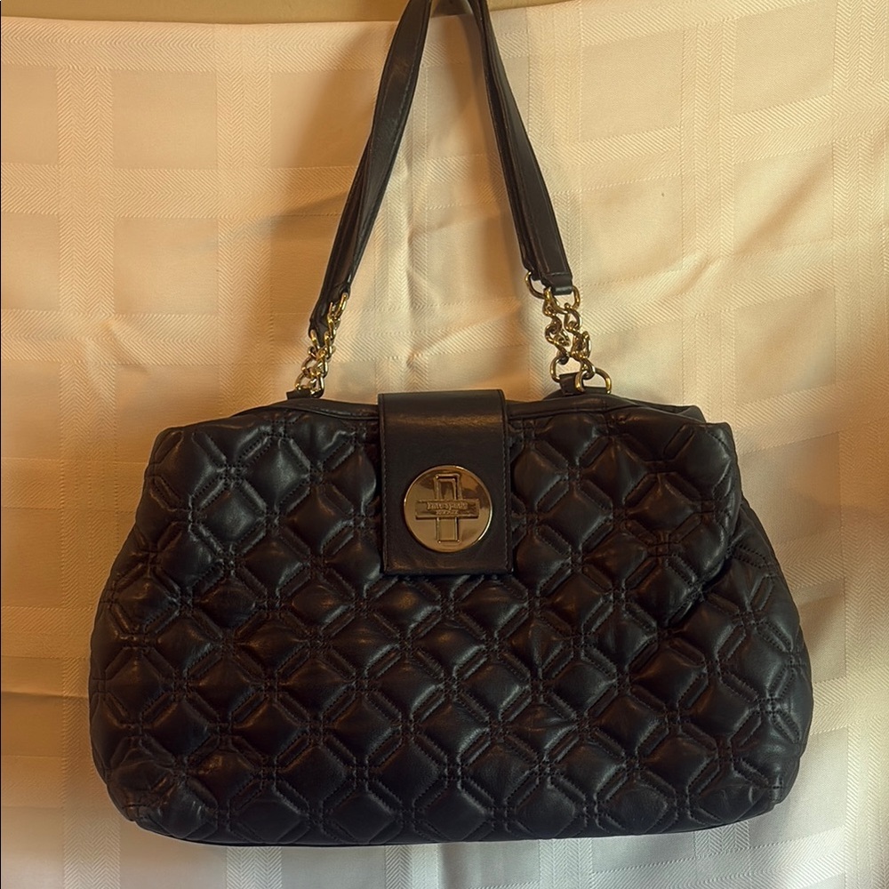 Kate spade elegant Black Quilted Handbag! Pink inside!